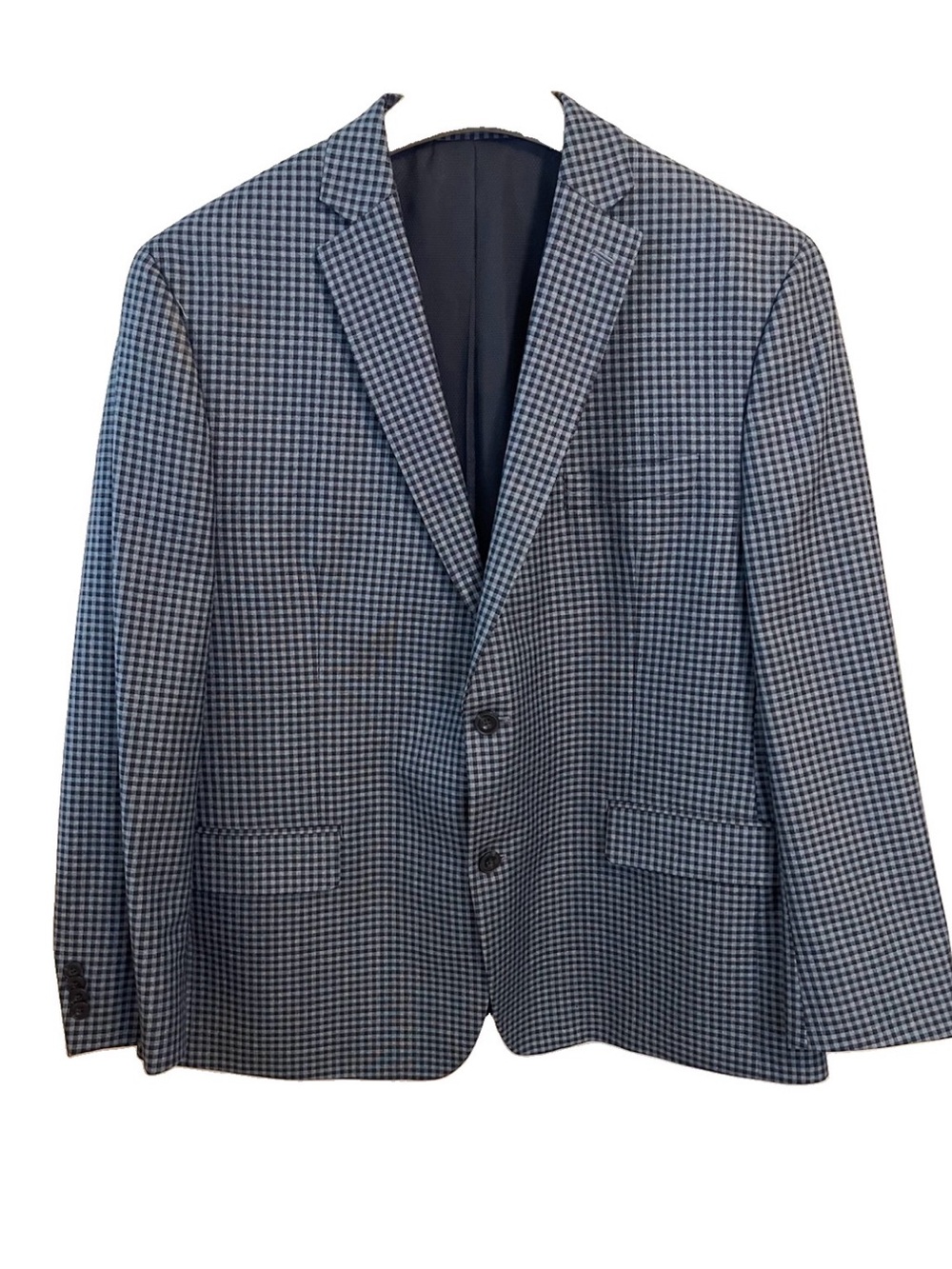 Michael Kors Blazer Sport Coat Blue Check Gingham Two Button Jacket Modern 46 R